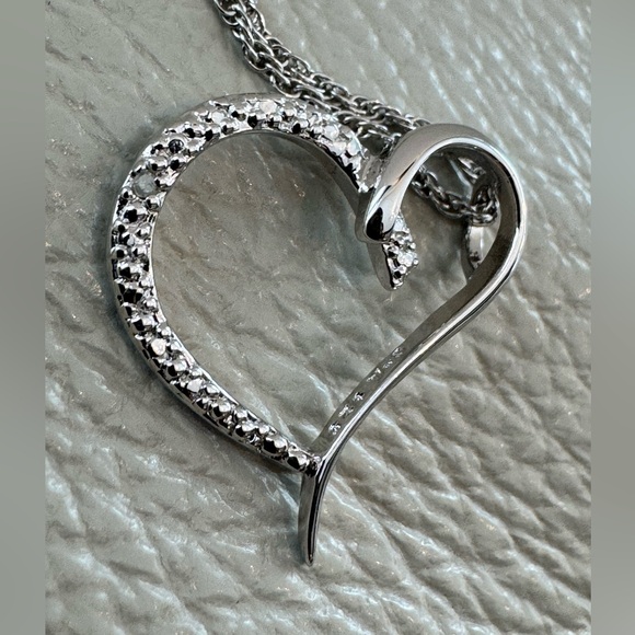 Sterling Silver Open Heart Pendant Necklace - Picture 2 of 5